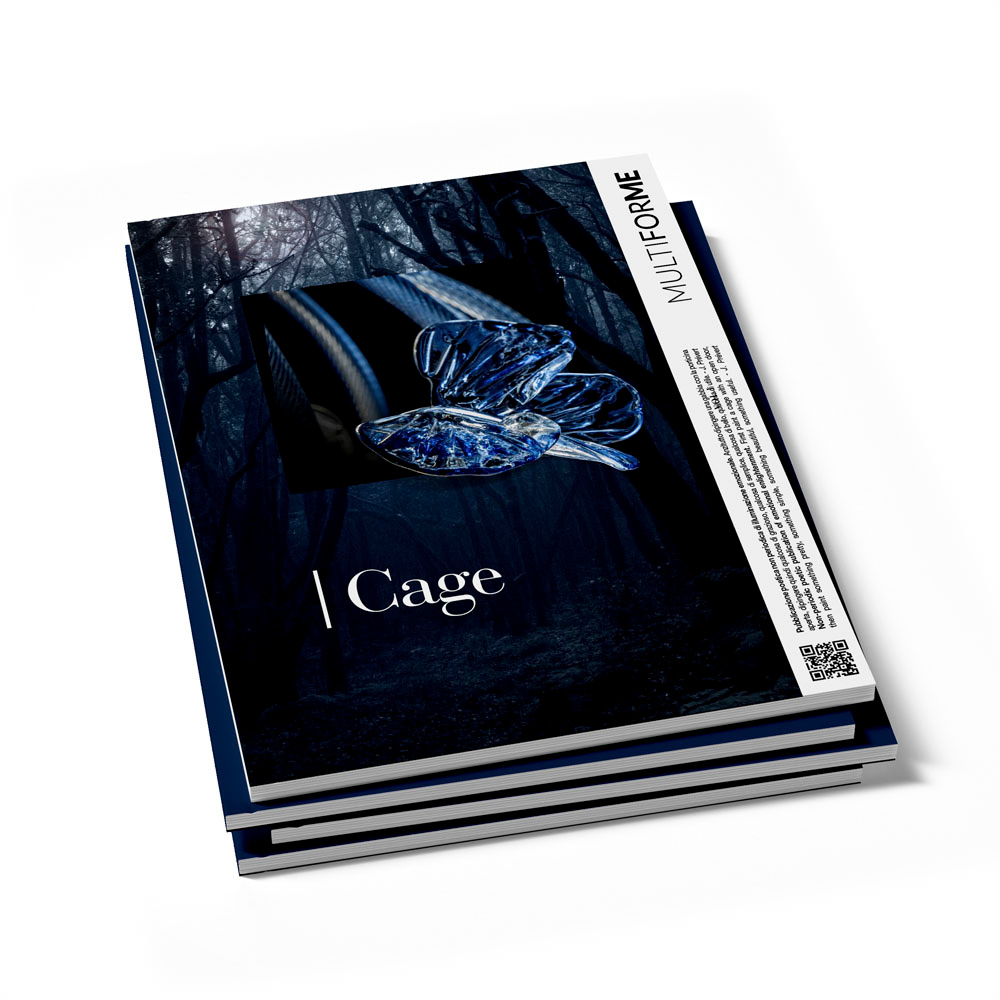 Magazine dedicato a Cage, lampada artistica in vetro di Murano