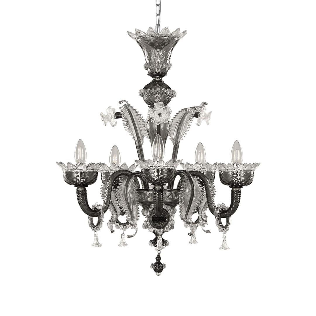 chandelier 5 lights crystal and graphite grey MULTIFORME